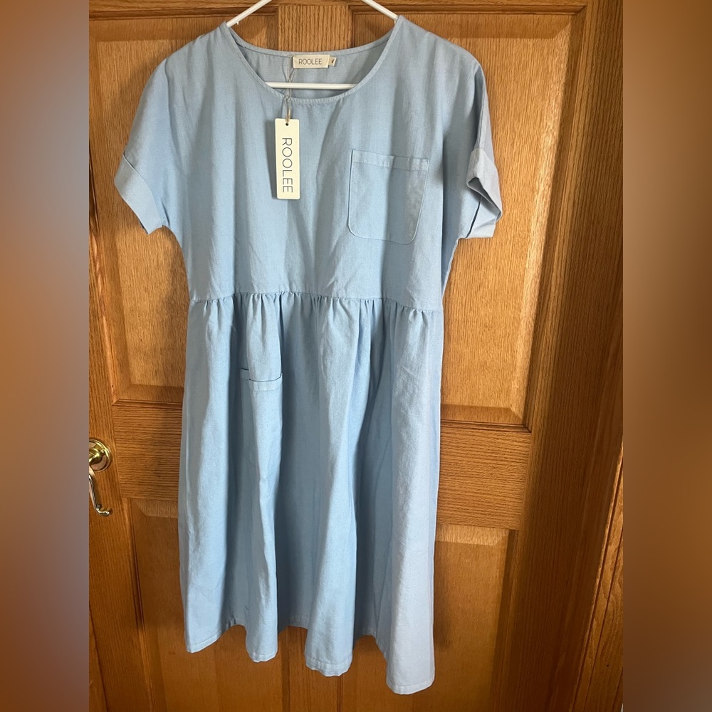 Roolee blue , cotton, cap sleeves dress